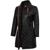 imageBlingsoul Leather Car Coats for Womens  Black Brown Real Long Leather Jacket WomenGlen  Black Leather Coat