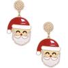 imageBlingsoul Green Monster Santa Earrings  Christmas Special Anime Claus Red Hat Xmas Stud Earrings For WomenCute Santa Earrings