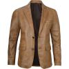 imageBlingsoul Real Lambskin Mens Leather Blazer  Casual 2 Buttons Leather Jacket for Men2 Buttons Blazer  Camel Jacket