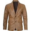 imageBlingsoul Real Lambskin Mens Leather Blazer  Casual 2 Buttons Leather Jacket for Men2 Buttons Blazer  Camel Jacket