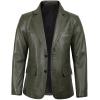 imageBlingsoul Real Lambskin Mens Leather Blazer  Casual 2 Buttons Leather Jacket for Men2 Buttons Blazer  Green Jacket