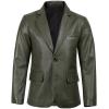 imageBlingsoul Real Lambskin Mens Leather Blazer  Casual 2 Buttons Leather Jacket for Men2 Buttons Blazer  Green Jacket