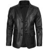imageBlingsoul Real Lambskin Mens Leather Blazer  Casual 2 Buttons Leather Jacket for MenBlack  3button Leather Blazer