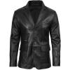 imageBlingsoul Real Lambskin Mens Leather Blazer  Casual 2 Buttons Leather Jacket for MenBlack  3button Leather Blazer