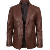 imageBlingsoul Real Lambskin Mens Leather Blazer  Casual 2 Buttons Leather Jacket for MenBrandon Shiny Blazer Cognac Wax