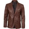 imageBlingsoul Real Lambskin Mens Leather Blazer  Casual 2 Buttons Leather Jacket for MenBrandon Shiny Blazer Cognac Wax