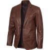 imageBlingsoul Real Lambskin Mens Leather Blazer  Casual 2 Buttons Leather Jacket for MenBrandon Shiny Blazer Cognac Wax