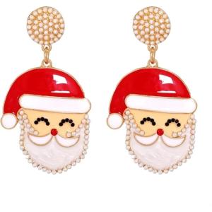 imageBlingsoul Green Monster Santa Earrings  Christmas Special Anime Claus Red Hat Xmas Stud Earrings For WomenCute Santa Earrings