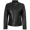 imageBlingsoul Cafe Racer Leather Jacket Womens  Real Lambskin Leather Jackets for WomenCafe Racer  Black Jacket
