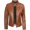 imageBlingsoul Cafe Racer Leather Jacket Womens  Real Lambskin Leather Jackets for WomenCafe Racer  Brown Jacket