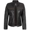 imageBlingsoul Cafe Racer Leather Jacket Womens  Real Lambskin Leather Jackets for WomenCafe Racer  Dark Brown Jacket