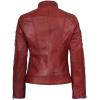 imageBlingsoul Cafe Racer Leather Jacket Womens  Real Lambskin Leather Jackets for WomenCafe Racer  Red Wax Jacket