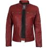 imageBlingsoul Cafe Racer Leather Jacket Womens  Real Lambskin Leather Jackets for WomenCafe Racer  Red Wax Jacket