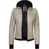 imageBlingsoul Leather Bomber Jacket Women  Real Lambskin Womens Leather Jackets with Detachable HoodBeige  Betty Jacket