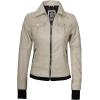 imageBlingsoul Leather Bomber Jacket Women  Real Lambskin Womens Leather Jackets with Detachable HoodBeige  Betty Jacket