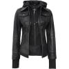 imageBlingsoul Leather Bomber Jacket Women  Real Lambskin Womens Leather Jackets with Detachable HoodBlack  Betty Jacket