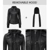 imageBlingsoul Leather Bomber Jacket Women  Real Lambskin Womens Leather Jackets with Detachable HoodBlack  Betty Jacket