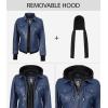 imageBlingsoul Leather Bomber Jacket Women  Real Lambskin Womens Leather Jackets with Detachable HoodBlue  Betty Jacket