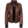 imageBlingsoul Leather Bomber Jacket Women  Real Lambskin Womens Leather Jackets with Detachable HoodCognac  Tralee Jacket