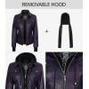 imageBlingsoul Leather Bomber Jacket Women  Real Lambskin Womens Leather Jackets with Detachable HoodPurple  Betty Jacket