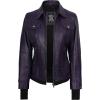 imageBlingsoul Leather Bomber Jacket Women  Real Lambskin Womens Leather Jackets with Detachable HoodPurple  Betty Jacket