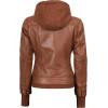 imageBlingsoul Leather Bomber Jacket Women  Real Lambskin Womens Leather Jackets with Detachable HoodTralee  Brown Jacket