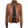 imageBlingsoul Leather Bomber Jacket Women  Real Lambskin Womens Leather Jackets with Detachable HoodTralee  Brown Jacket