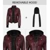 imageBlingsoul Leather Bomber Jacket Women  Real Lambskin Womens Leather Jackets with Detachable HoodTralee  Maroon Jacket