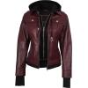 imageBlingsoul Leather Bomber Jacket Women  Real Lambskin Womens Leather Jackets with Detachable HoodTralee  Maroon Jacket