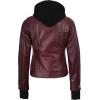 imageBlingsoul Leather Bomber Jacket Women  Real Lambskin Womens Leather Jackets with Detachable HoodTralee  Maroon Jacket