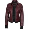 imageBlingsoul Leather Bomber Jacket Women  Real Lambskin Womens Leather Jackets with Detachable HoodTralee  Maroon Jacket