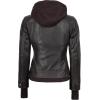 imageBlingsoul Leather Bomber Jacket Women  Real Lambskin Womens Leather Jackets with Detachable HoodTralee  Ruboff Brown Jacket