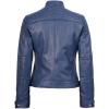 imageBlingsoul Leather Jacket Women  Quilted Cafe Racer Style Womens Leather JacketsDiamond1  Blue Jacket