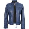 imageBlingsoul Leather Jacket Women  Quilted Cafe Racer Style Womens Leather JacketsDiamond1  Blue Jacket