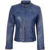 imageBlingsoul Leather Jacket Women  Quilted Cafe Racer Style Womens Leather JacketsDiamond1  Blue Jacket