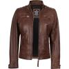 imageBlingsoul Leather Jacket Women  Quilted Cafe Racer Style Womens Leather JacketsDiamond1  Cognac Jacket