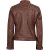 imageBlingsoul Leather Jacket Women  Quilted Cafe Racer Style Womens Leather JacketsDiamond1  Cognac Jacket