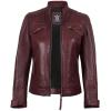 imageBlingsoul Leather Jacket Women  Quilted Cafe Racer Style Womens Leather JacketsDiamond1  Maroon Jacket