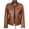 imageBlingsoul Leather Jacket Women  Quilted Cafe Racer Style Womens Leather JacketsDiamond1  Tan Jacket