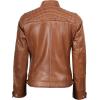 imageBlingsoul Leather Jacket Women  Quilted Cafe Racer Style Womens Leather JacketsDiamond1  Tan Jacket