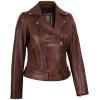 imageBlingsoul Leather Jacket Women  Real Lambskin Leather Asymmetrical Style Leather Jackets For WomensAld  Cognac Jacket