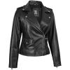 imageBlingsoul Leather Jacket Women  Real Lambskin Leather Asymmetrical Style Leather Jackets For WomensAmber  Black