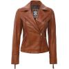 imageBlingsoul Leather Jacket Women  Real Lambskin Leather Asymmetrical Style Leather Jackets For WomensRamsey  Tan Leather Jacket
