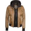 imageBlingsoul Leather Jacket Women  Real Lambskin Womens Leather Jackets With Detachable HoodEdinburgh  Camel Jacket