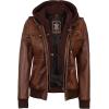 imageBlingsoul Leather Jacket Women  Real Lambskin Womens Leather Jackets With Detachable HoodEdinburgh  Cognac Jacket