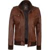 imageBlingsoul Leather Jacket Women  Real Lambskin Womens Leather Jackets With Detachable HoodEdinburgh  Cognac Jacket