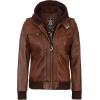 imageBlingsoul Leather Jacket Women  Real Lambskin Womens Leather Jackets With Detachable HoodEdinburgh  Cognac Jacket