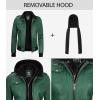 imageBlingsoul Leather Jacket Women  Real Lambskin Womens Leather Jackets With Detachable HoodEdinburgh  Green Jacket