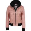 imageBlingsoul Leather Jacket Women  Real Lambskin Womens Leather Jackets With Detachable HoodEdinburgh  Pink Jacket
