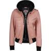 imageBlingsoul Leather Jacket Women  Real Lambskin Womens Leather Jackets With Detachable HoodEdinburgh  Pink Jacket
